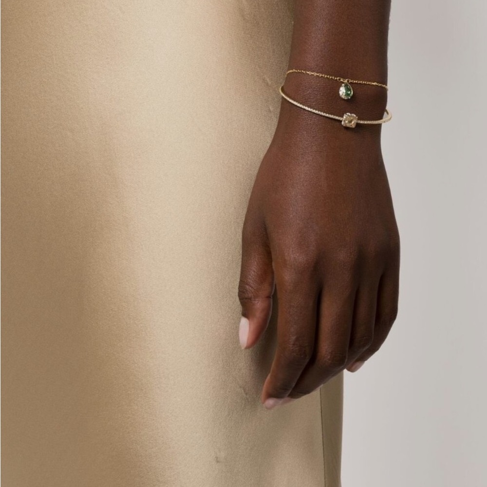 SWAROVSKI 5662924 Gold Green Multi Chain Stilla Bangle Bracelet - Picture 3 of 5